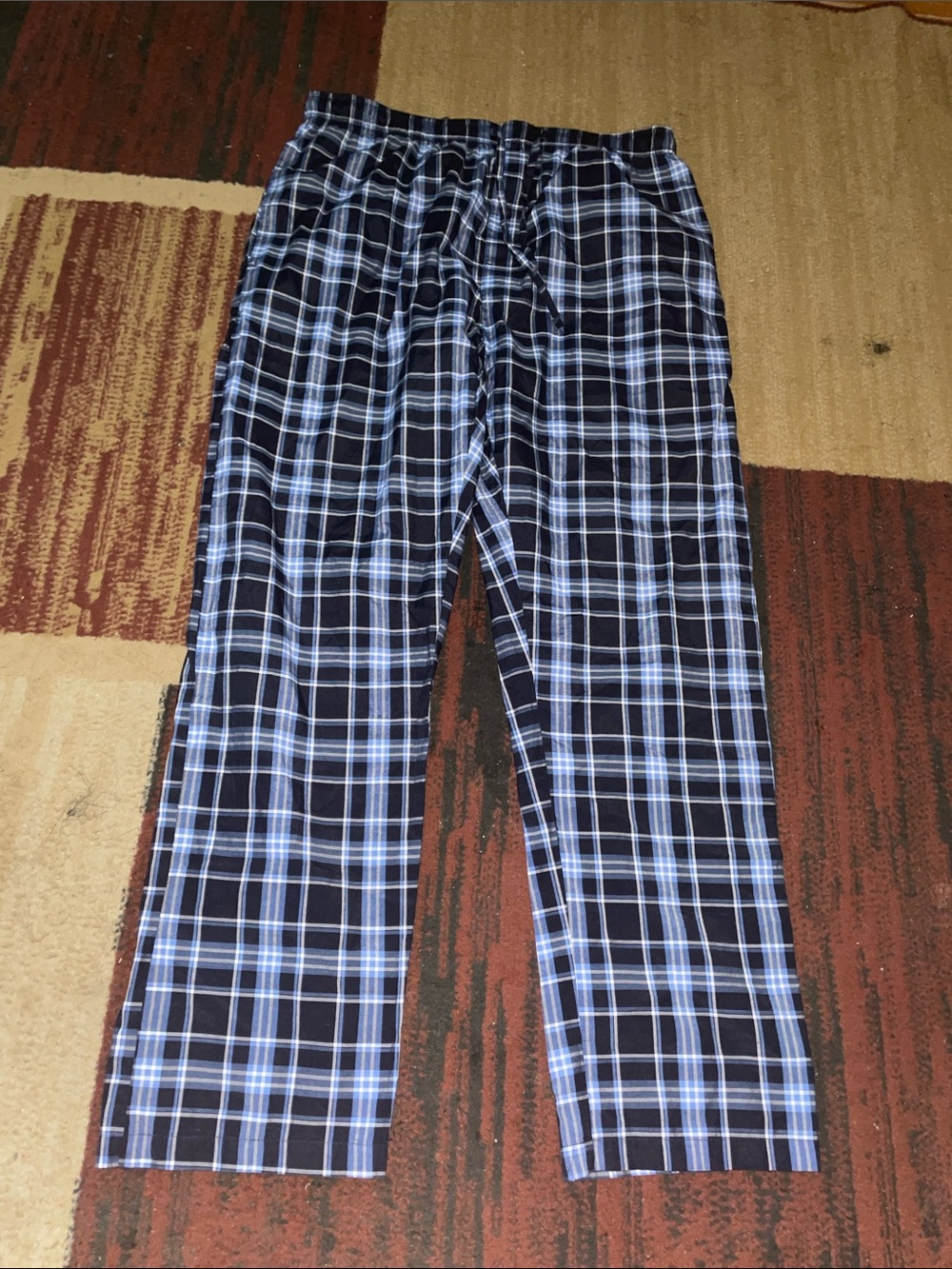Men's Black & Light Blue Plaid Lounge Pants